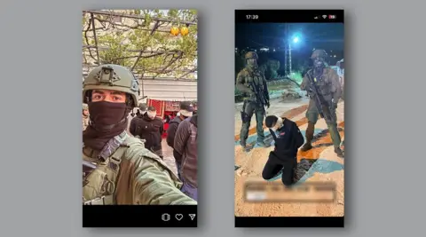 Instagram Screenshots of pictures shared to social media by members of the IDF