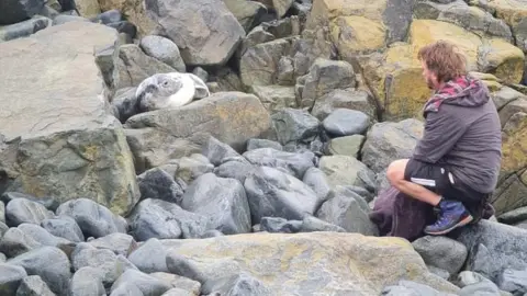 GSPCA Luna C being rescued from rocks