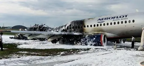 Reuters Wreck of plane at Sheremetyevo, 5 May 19