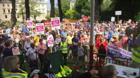 BBC Protesters who gathered in June