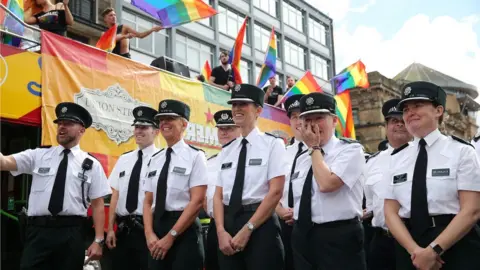 Press Eye PSNI and Gardai officers marched in the parade in uniform for the first time