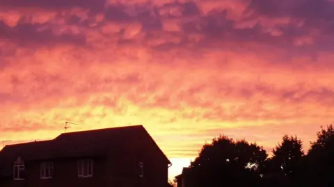 BBC/Weather Watchers Sunset in Harlestone, Northamptonshire.