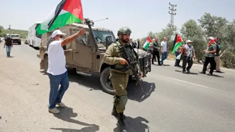 Reuters Palestinians near Tulkarm protest against Israel's West Bank annexation plan (05/06/20)