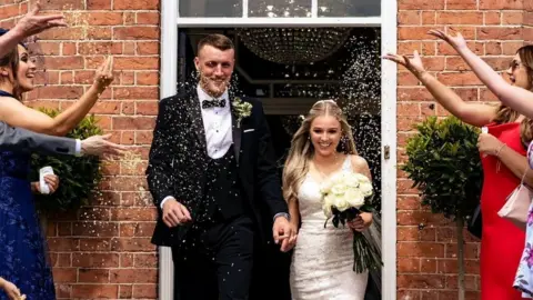 BBC confetti thrown over Jack and Hannah Sampson