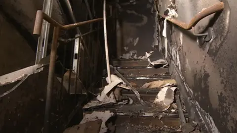 Burnt stairwell in the Zenith Building