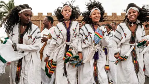 AFP Dancers at the airport in Gondar, Ethiopia - Friday 9 November 2018