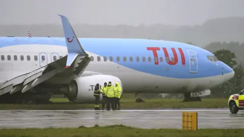 PA Media Plane off runway at Leeds Bradford Airport