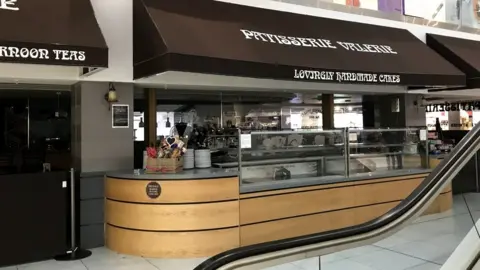 BBC Closed Patisserie Valerie concession stand at Debenhams Oxford Street