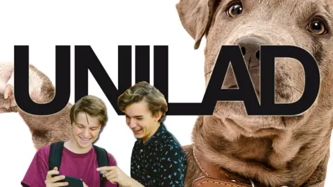 Getty Images Unilad logo with photo of dog and two men