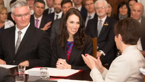 AFP Jacinda Ardern at the swearing-in ceremony for the new government in Wellington