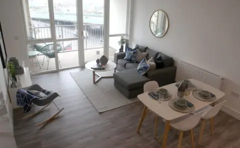 BBC An interior at the show flat of Argo Apartments, Canning Town