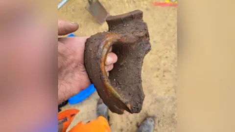 York Archaeology 14th century jug handle