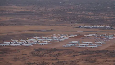 Megan Dingwall Aircraft in storage at APAS in Alice Springs.