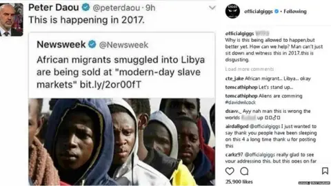 Giggs/ Instagram The rapper Giggs shared a link to a story about the slave trade