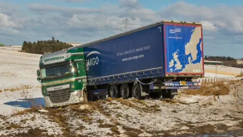 Jasperimage Jacknifed lorry on A96