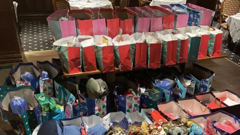 Mike Matthews Gifts bags ready for the residents