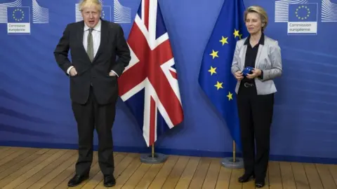 PA Media Boris Johnson and Ursula von der Leyen in Brussels - 9 December