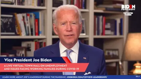 Getty Images Joe Biden holds a virtual town hall