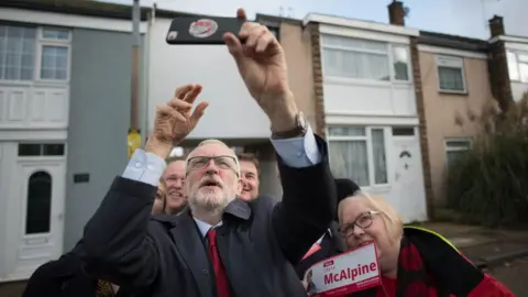 PA Media Labour leader Jeremy Corbyn campaigning in Harlow, Essex (5 Nov)