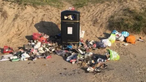 Litter left at Rest Bay, Porthcawl