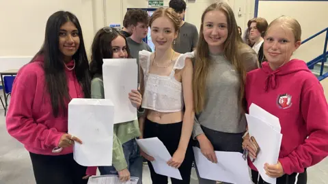 Efa, Caitlin, Mali, Sarah get their results