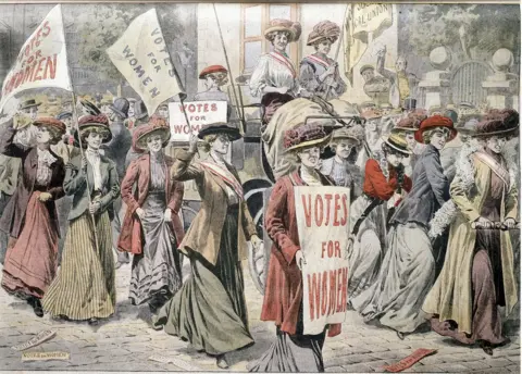 Getty Images Postcard showing the suffragettes