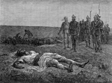 Andrew Heavens A 19th century engraving of the body of Ethiopia's Emperor Tewodros II, discovered by British troops after the battle