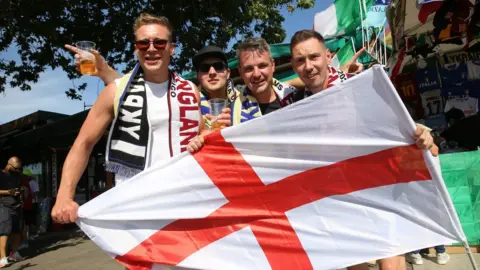 PA Media Fans in Rome ahead of England v Ukraine during the UEFA Euro 2020 Quarter Final match taking place at the Stadio Olimpico, Rome.