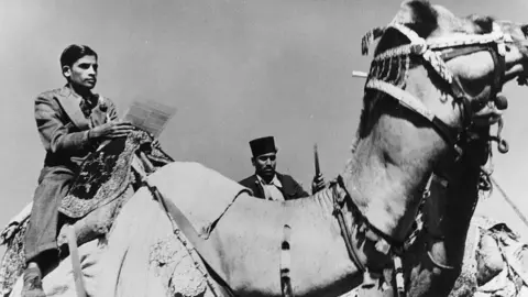 Getty Images An Indian politician campaigning in the 1950s