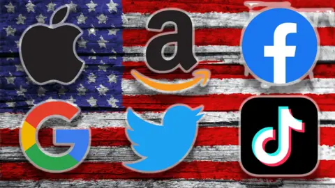 Getty Images Apple, Amazon, Facebook, Google, Twitter, TikTok logos