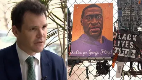 BBC/Getty Images Lee Waters and George Floyd poster