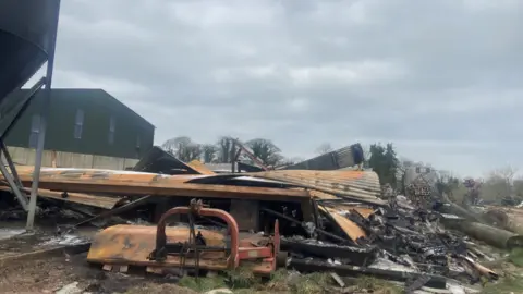 BBC Scene of the fire at Gorey Road, Dungannon