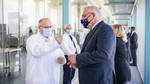 Getty Images Prime Minister Scott Morrison announced accelerated plans for mass vaccination