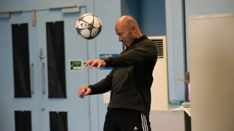 Stirling University Alan Shearer heading a ball