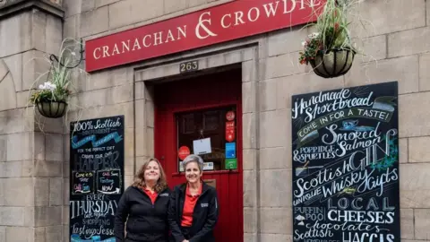 Beth Edberg Cranachan and Crowdie owners Beth Edberg and Fiona McEwan outside their shop on the Royal Mile