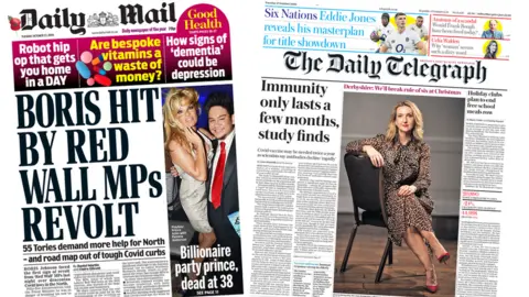Daily Mail and the Daily Telegraph front pages