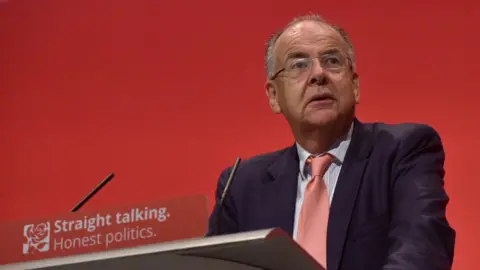 BBC Lord Falconer makes a speech at the Labour Party Conference in 2015.