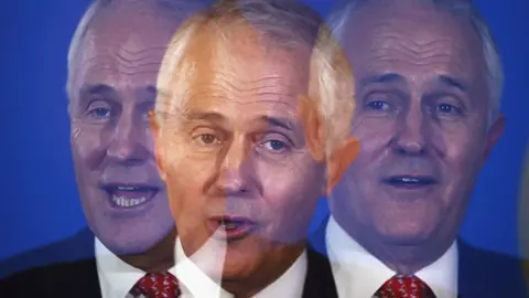 Getty Images Malcolm Turnbull speaks during a press conference in 2016 in a shot that combines multiple exposures.