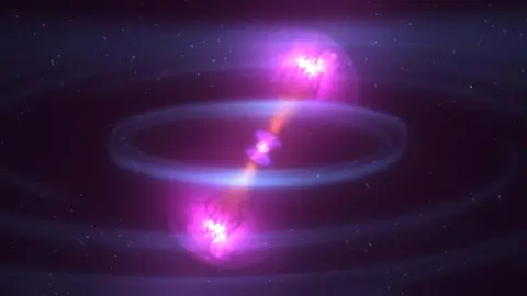 NASA Artwork: The neutron star merger occurred 130 million light-years from Earth