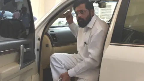 Getty Images Eknath Shinde during Business Advisory Committee at Vidhan Bhawan, Nariman Point, on December 10, 2019 in Mumbai, India.