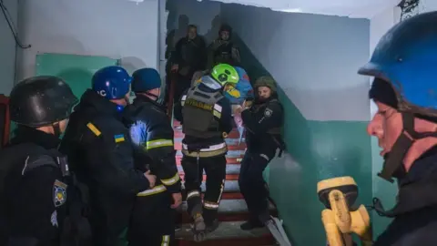 DSNS Ukraine Emergency services said the hospital maternity ward in Selydove had taken the main impact of the attack