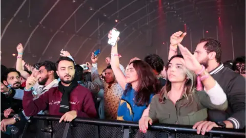 Getty Images Festival goers at the MDL Beast event in Riyadh (19/12/21)