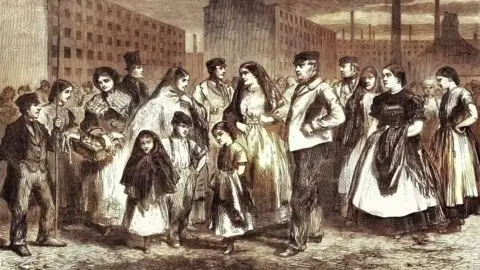 Getty Images Manchester workers in 1855