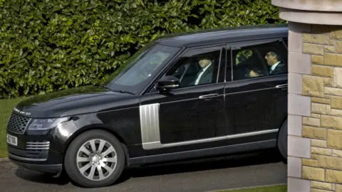 PA Media Rishi Sunak leaves the Culloden Hotel in a black Range Rover