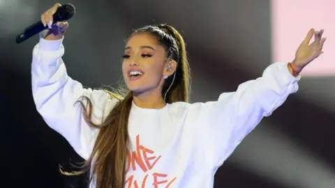 Getty Images Ariana Grande at the One Love Manchester concert