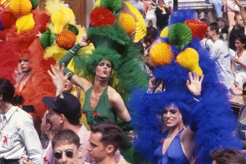 Gordon Rainsford Archive, Bishopsgate Institute People attend the Pride march in 1994