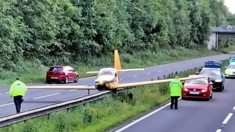 Ronald Grant A light aircraft landed on the A40 in Gloucestershire