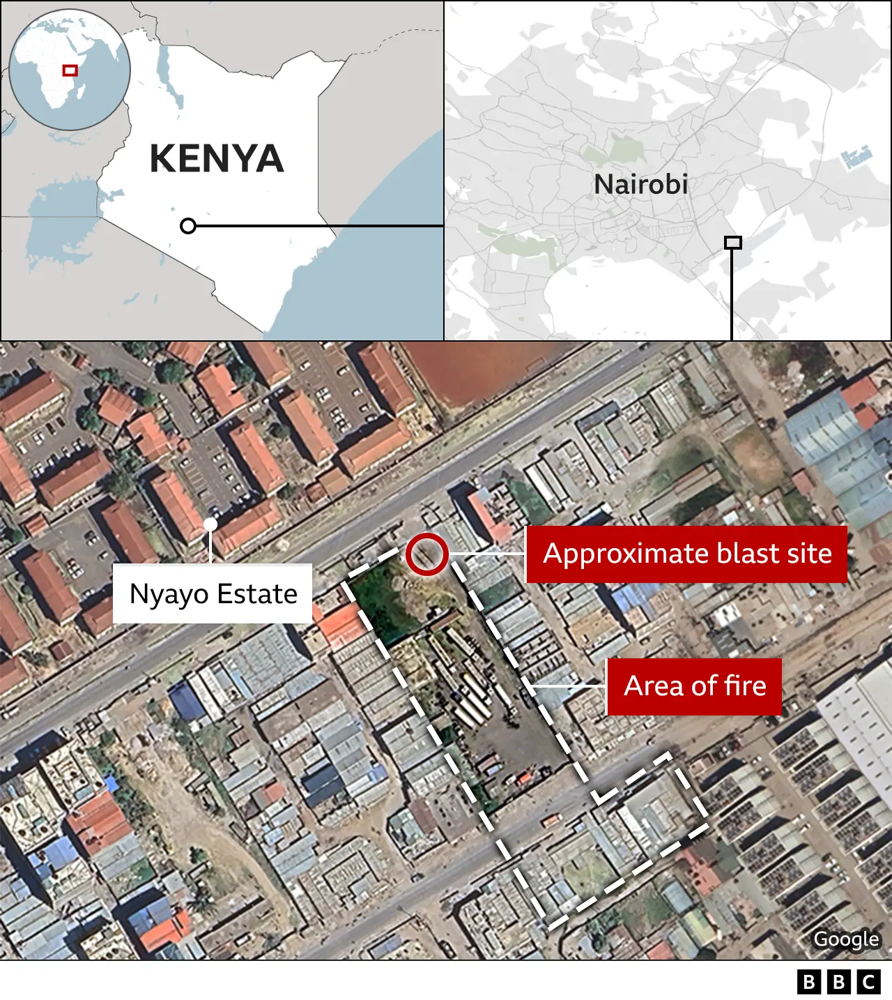 Map showing location of the blast