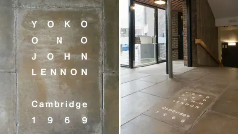 Judith Weik Plaque celebrating Yoko Ono and John Lennon Cambridge concert