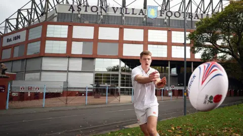 Bryn Lennon Team England Bahamas 2017 Commonwealth Youth Games rugby sevens player Tom Fawcett at Villa Park